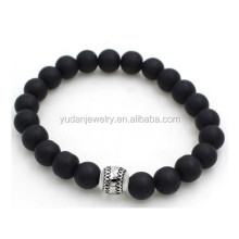 Wholesale Black Agate Baseball bead bracelet